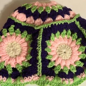 Pastel Floral Crochet Bucket Hat – Dreamy Fairycore Headwear